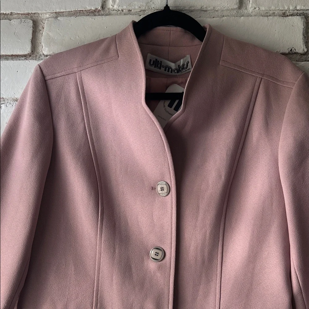 Vintage Pink Collarless Three-Button Blazer - Picture 4 of 9